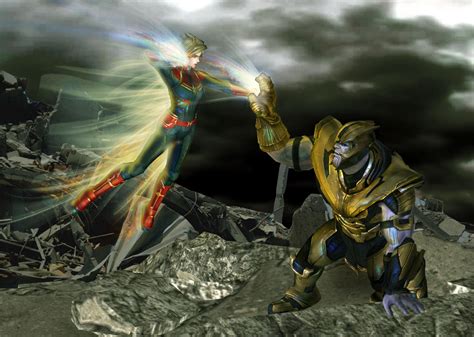 Captain Marvel vs. Thanos by KeyoTheSeasons on DeviantArt