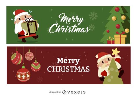 Flat Christmas Banner Set Vector Download