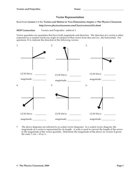 Adding Vectors Physics Worksheet