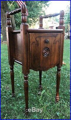 Antique Wood Copper Lined Cigar Tobacco Humidor Box Smoke Stand Cabinet Vintage | Cigar Box Humidor