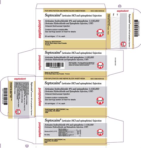 Septocaine - FDA prescribing information, side effects and uses