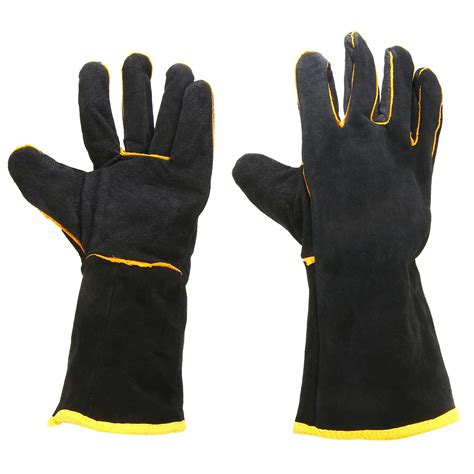 1 Pair Heavy Duty Welding Gloves Cowhide Black Mig Welding Gauntlets Welders Leather Gloves Heat ...