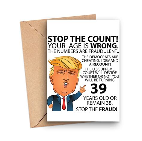 Funny 39th Birthday Card Funny Trump 39th Birthday Card | Etsy