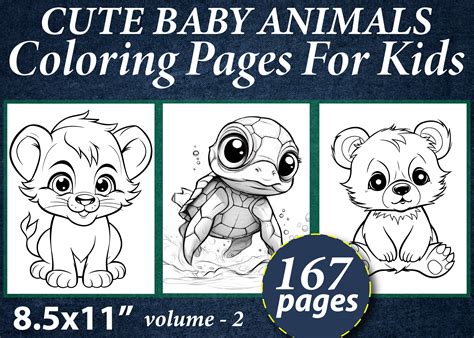 167+ Cute Baby Animals Coloring Pages Graphic by GoLdeN ArT · Creative Fabrica