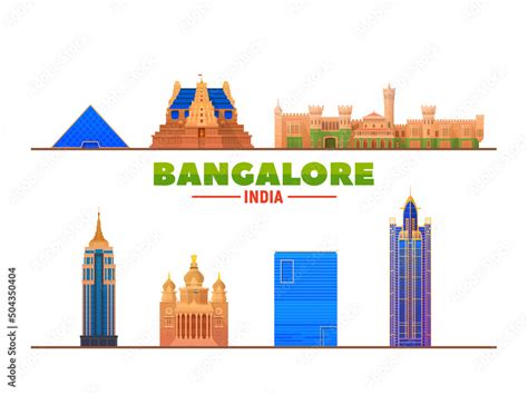 Bangalore( India ) city landmarks in white background. Vector Illustration. Business travel and ...