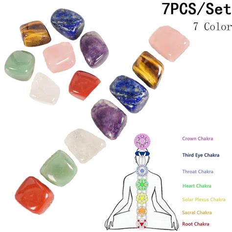 Seven Chakra Stone 7 Colors Set Yoga Chakra Irregular Reiki Healing Crystals Stone Polished ...