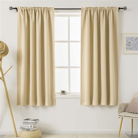 Amazon.com: DUALIFE Beige Curtains for Bedroom Small Windows - 45 Inch ...