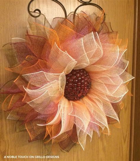 How To Make A Flower Deco Mesh Wreath • Grillo Designs