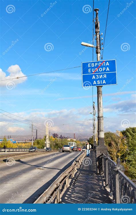 Road Sign About Europe And Asia Border Editorial Stock Image - Image: 22303244