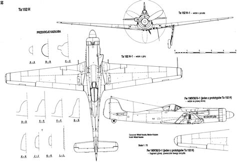 Asisbiz Artwork Focke Wulf Ta 152H0 blue print line drawing 1.72 scale 04