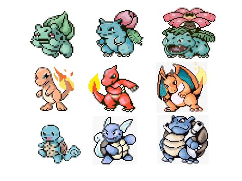 [OC] Pokémon Gen1 Starters’ original sprites colored! :) : r/PixelArt