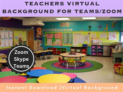 Teacher's Zoom Background High-quality Download Virtual Classroom Gifts for Teachers Preschool ...