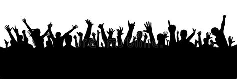 Hand Crowd Silhouette on White Background, Vector. Stock Vector - Illustration of crowd ...