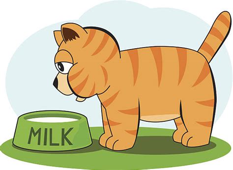 Royalty Free Cat Drinking Milk Clip Art, Vector Images & Illustrations ...