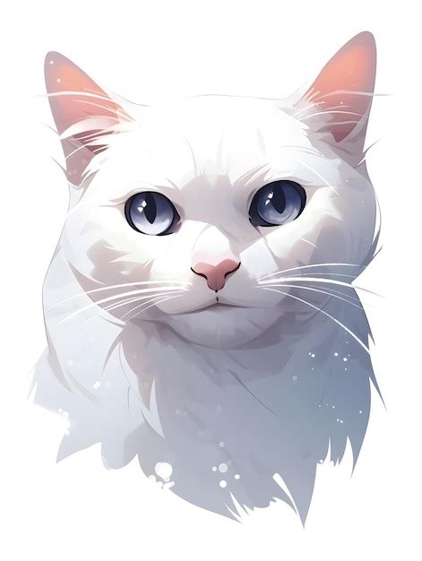 Premium AI Image | Cute white cat portrait manga anime style isolated on white background