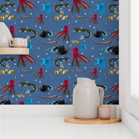 Deep Sea Creatures Wallpaper | Spoonflower