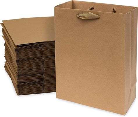 Amazon.com: Prime Line Packaging 10x5x13 50 Pack Medium Brown Gift Bags ...