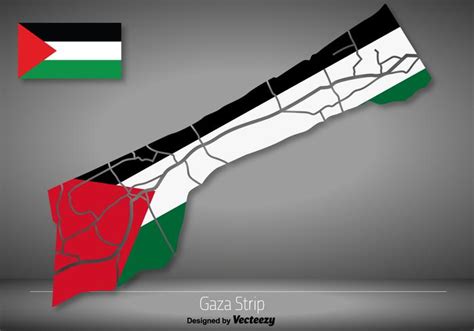 Gaza Strip Detailed Map With Flag 153194 Vector Art at Vecteezy