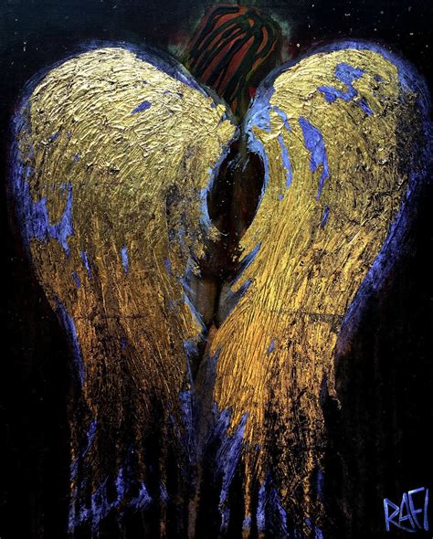 Golden Angel Wings original painting by artist Rafi Perez Mixed Medium ...