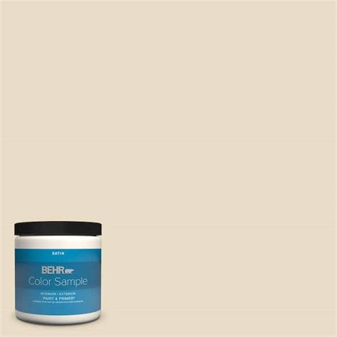 BEHR PREMIUM PLUS 8 oz. #N290-2 Authentic Tan Satin Enamel Interior/Exterior Paint & Primer ...