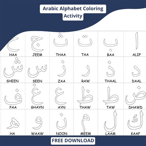 Arabic Alphabet - Coloring Activity (With English Pronunciation)