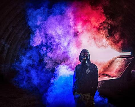 HD wallpaper: man wearing gas mask digital wallpaper, smoke, colorful, smoke - Physical ...