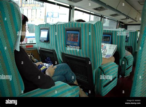 Painet ja0762 taiwan interior intercity bus video game movie screens ay seat photo 2004 asia ...