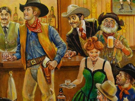 Bentley's Western Saloon by Lee Dubin Framed Original Painting - American Collectibles