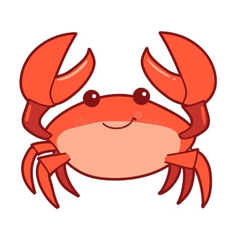 Cartoon Crab Vector.Crab Illustration.Cute Happy Crab Stock Vector - Illustration of food, life ...