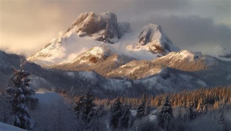 Free AI Image | Snow capped mountains icy peaks tranquil forests majestic panoramic landscapes ...