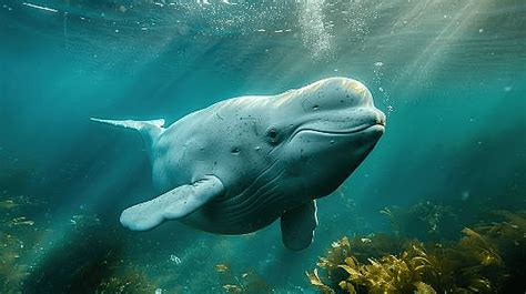 Adorable Face Of A Beluga Whale Swimming Underwater Background, Beluga ...