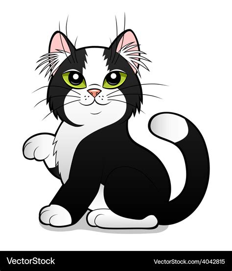 Cartoon black and white cat Royalty Free Vector Image