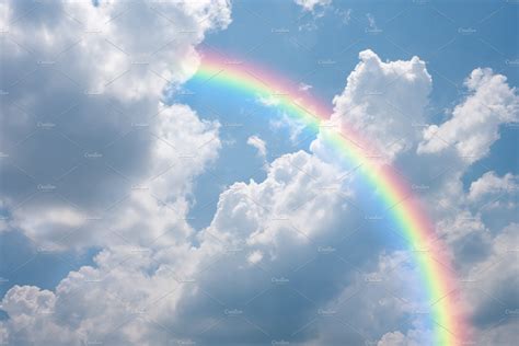 Rainbow and sky background | Background Stock Photos ~ Creative Market