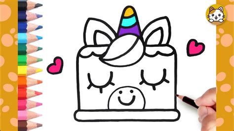 Unicorn Cake Drawing Easy | How to draw a Cute Unicorn Cake Step by ...