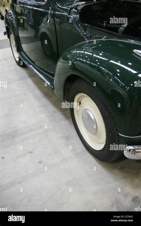 vintage green italian italy fiat 500 c car at motor show Stock Photo ...