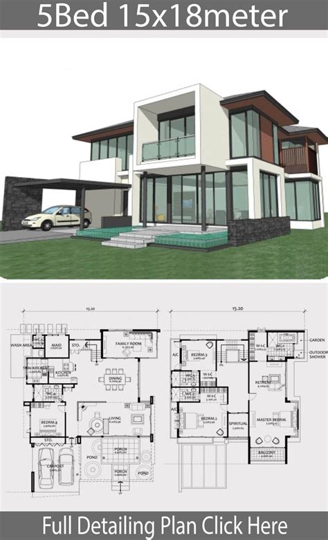 20 Big Modern House Floor Plans | plataran.best in 2020 | Bungalow ...