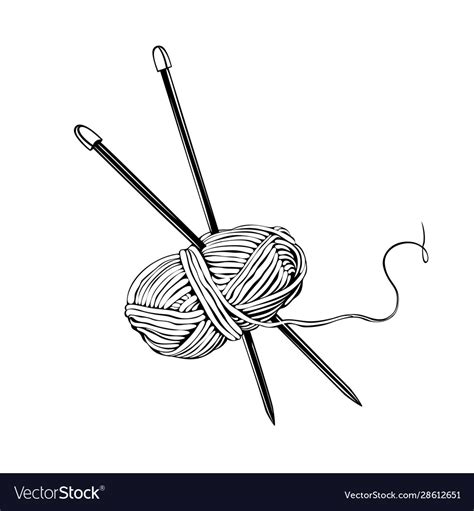 Skein wool cotton yarn whit needles Royalty Free Vector