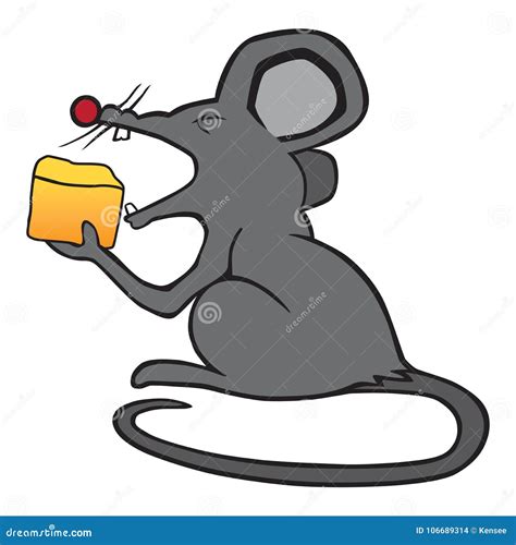 Cartoon Mouse Eating Cheese Stock Vector - Illustration of biting ...