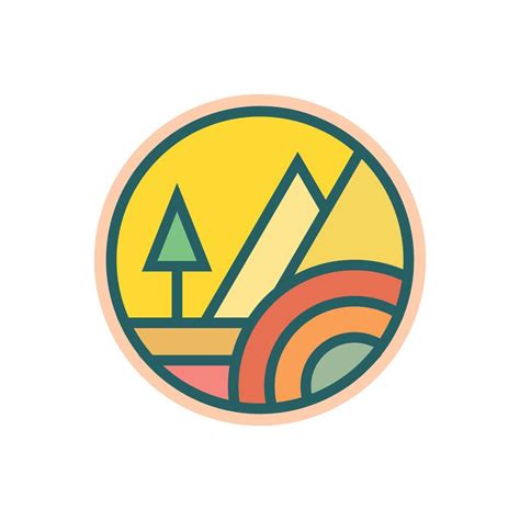 Abstract Sunset beach mountain logo badge design. Logo design icon ...