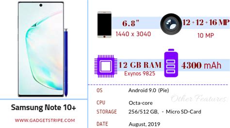 Samsung Galaxy Note 10 Plus 5G - Full Specifications & Price - GadgetStripe