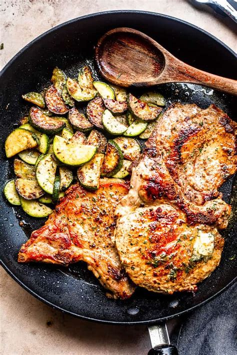 Garlic Butter Pork Chops with Zucchini - Relish