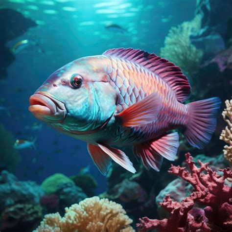 Premium AI Image | Exuberant Parrotfish in Vibrant Coral Reef