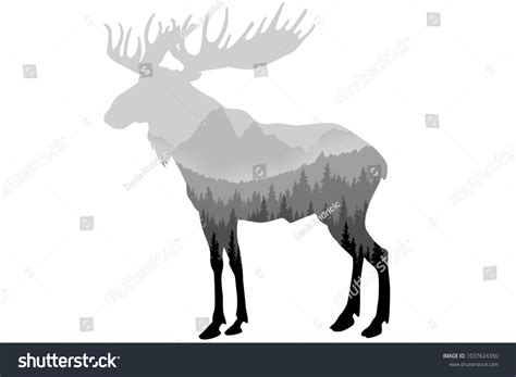 Moose Silhouette Drawn Forest Stock Illustration 1037624350 | Shutterstock