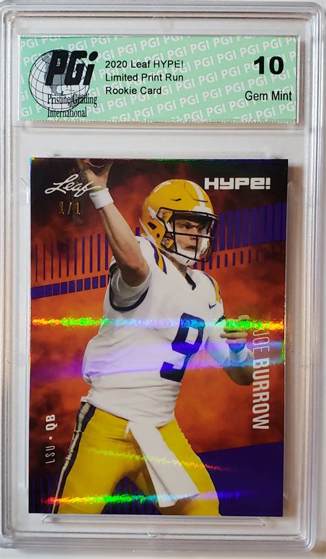 Joe Burrow 2020 Leaf HYPE! #30A Purple Shimmer 1/1 Rookie Card PGI 10 ...