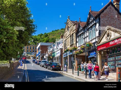 Shops on Church Street in the town centre, Great Malvern, Malvern Hills, Worcestershire, England ...