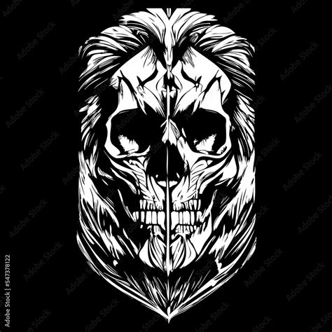 lion face vector hand drawn clip art black and white Stock Vector | Adobe Stock