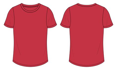 Short Sleeve t shirt Technical Fashion flat sketch Vector illustration Red color template for ...