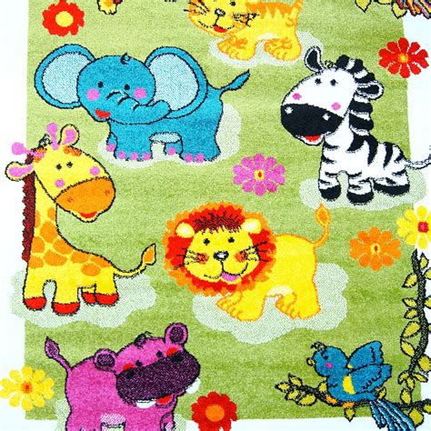 La Dôle Rugs Cute Nursery Playroom Kids Bedroom Area Rug Carpet Animals Green, 5x8 - Walmart.com ...