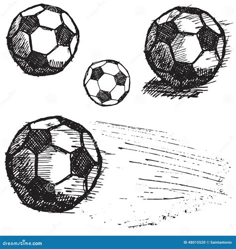 Football Soccer Ball Sketch Set Isolated On White Background Stock Vector - Image: 48015520