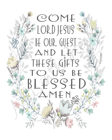 Christian Prayer Print Come Lord Jesus Be Our Guest Wall Art - Etsy